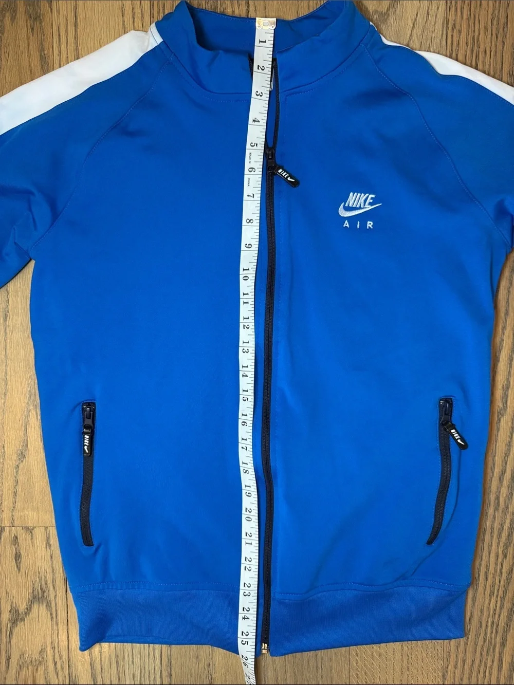 Nike Royal Blue and White Full-Zip Track Jacket Size Large